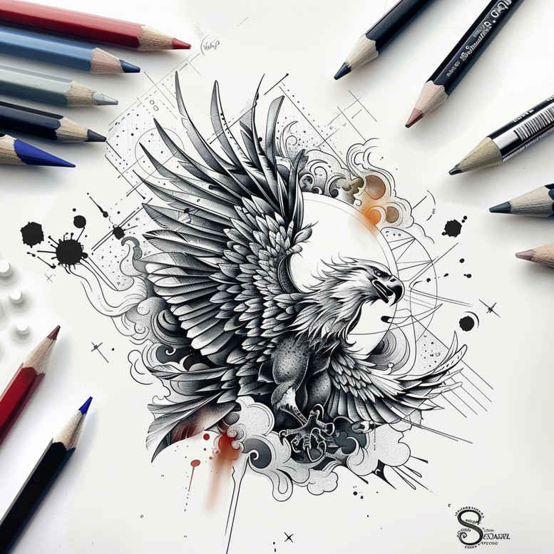 eagles tattoo design ideas Surrealism hyperreal noble shows resilience