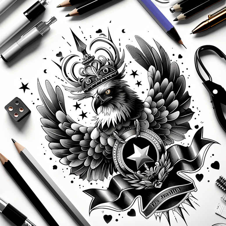 eagles tattoo design ideas realistic shadowing powerful flight for back of neck