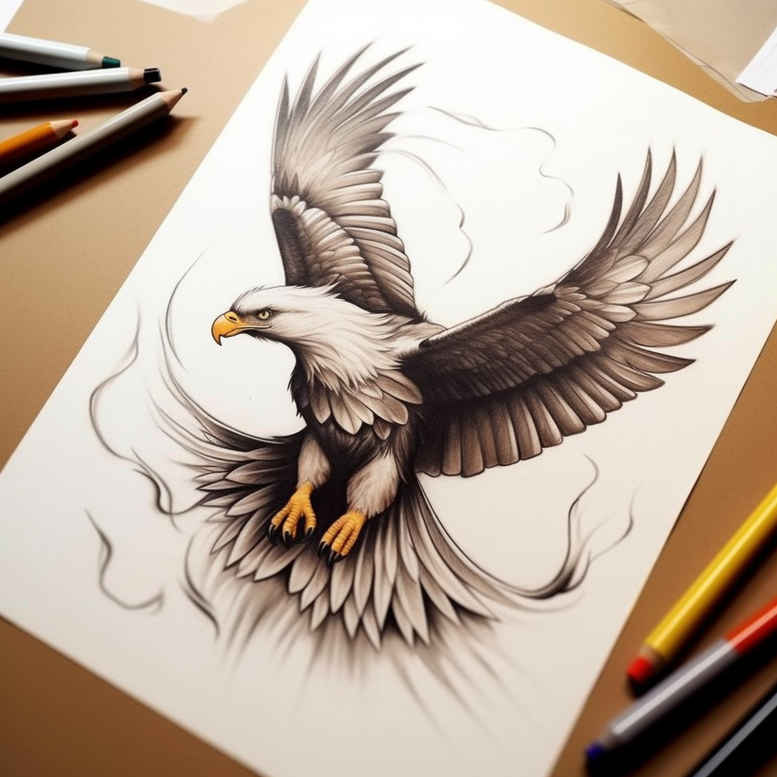 eagles tattoo design ideas Surrealism melted shapes sharp beak symbol of courage