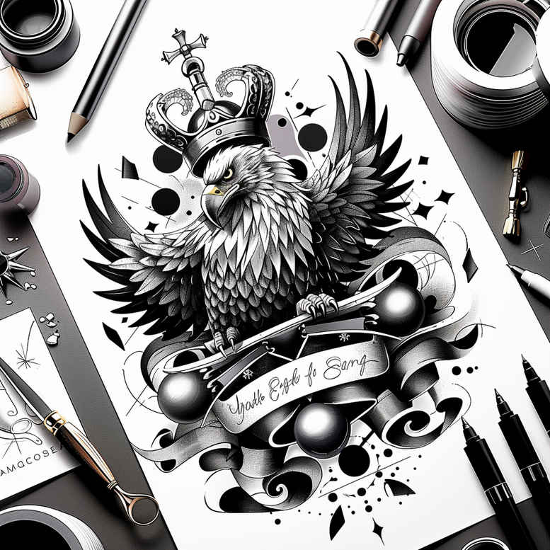 eagles tattoo design ideas realistic contrast soaring silhouette for scapula