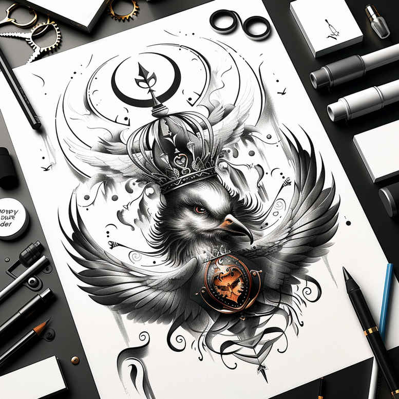 eagles tattoo design ideas Surrealism translucent layers symbolic for sternum