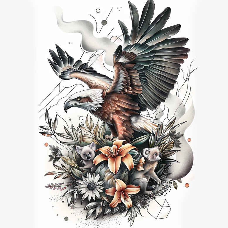 eagles tattoo design ideas Surrealism surreal lighting tribal motifs embodying determination