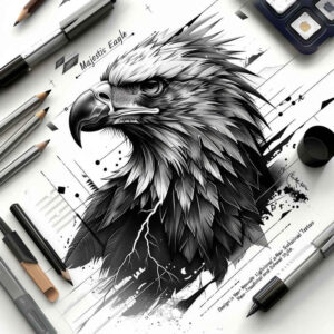 tribal-eagle – tattoo design ideas free ai generated – surrealism-ethereal – for-back-shoulder – Gallery: eagles-inkby-ai