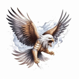 warrior-eagle – tattoo design ideas free ai generated – neotraditional-dynamic-color – for-upper-shoulder – Gallery: eagles-inkby-ai