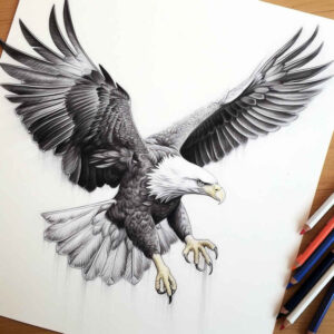 warrior-eagle – tattoo design ideas free ai generated – realism-crisp-detail – for-upper-thigh – Gallery: eagles-inkby-ai