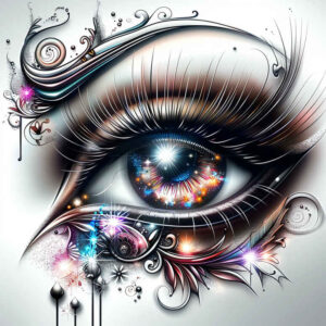 abstract-eye – tattoo design ideas free ai generated – neotraditional-color-overlays – for-palm – Gallery: eyes-inkby-ai