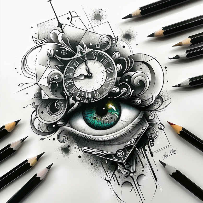 abstract-eye – tattoo design ideas free ai generated – neotraditional-deep-blacks – for-chest – Gallery: eyes-inkby-ai