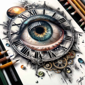crowned-eye – tattoo design ideas free ai generated – neotraditional-artistic-contrast – for-sternum – Gallery: eyes-inkby-ai