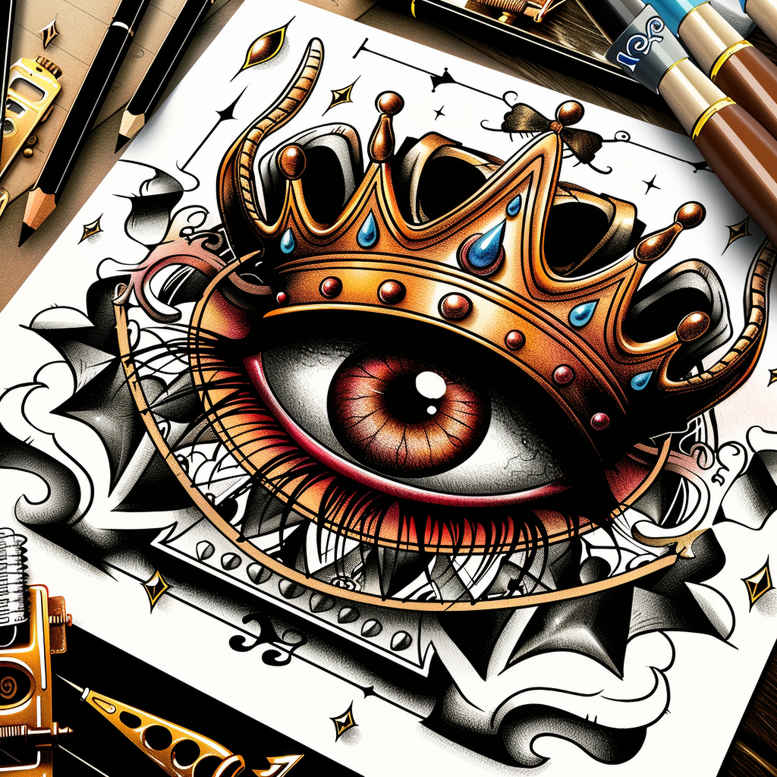 demon-eye – tattoo design ideas free ai generated – neotraditional-artful-color – for-calf – Gallery: eyes-inkby-ai
