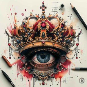 demon-eye – tattoo design ideas free ai generated – neotraditional-vivid-hues – for-wrist-side – Gallery: eyes-inkby-ai