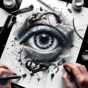 emotional-eye – tattoo design ideas free ai generated – neotraditional-bold-texture – for-stomach – Gallery: eyes-inkby-ai