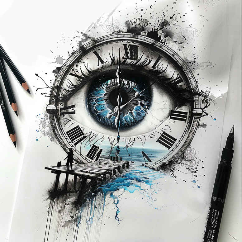 expressive-eye – tattoo design ideas free ai generated – realism-photo-realistic – for-lower-leg – Gallery: eyes-inkby-ai