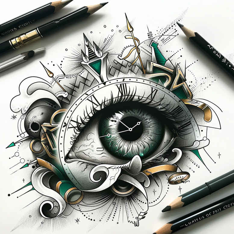 eye-and-light – tattoo design ideas free ai generated – neotraditional-accent-shading – for-stomach – Gallery: eyes-inkby-ai