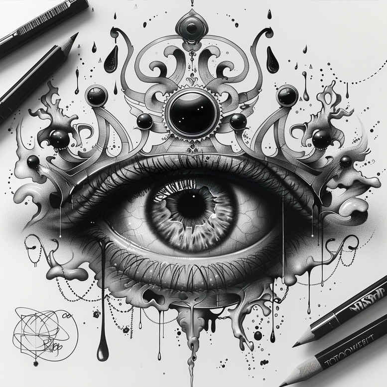 eye-and-nature – tattoo design ideas free ai generated – surrealism-distorted-perspective – for-upper-back – Gallery: eyes-inkby-ai