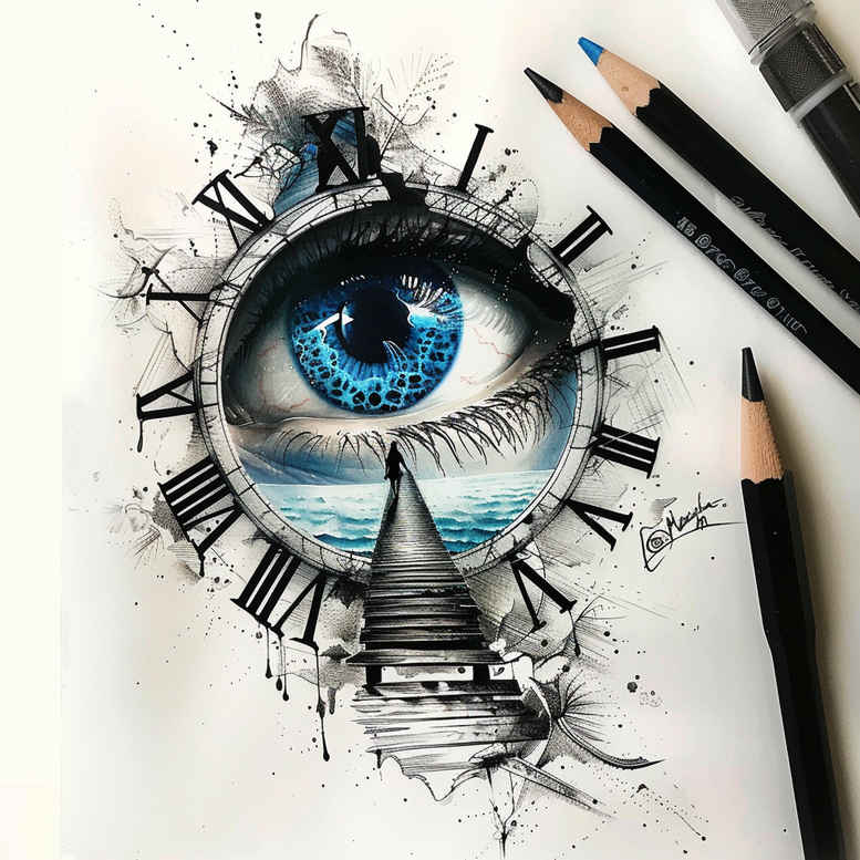 eye-and-shadow – tattoo design ideas free ai generated – neotraditional-refined-lines – for-temple – Gallery: eyes-inkby-ai