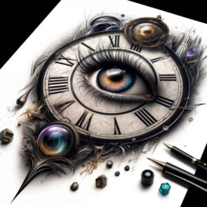 eye-and-shadow – tattoo design ideas free ai generated – surrealism-esoteric-symbolism – for-collarbone – Gallery: eyes-inkby-ai
