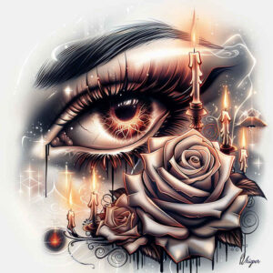 eye-in-motion – tattoo design ideas free ai generated – neotraditional-clean-lines – for-knee – Gallery: eyes-inkby-ai