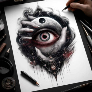 eye-in-motion – tattoo design ideas free ai generated – neotraditional-structured-design – for-ribs – Gallery: eyes-inkby-ai