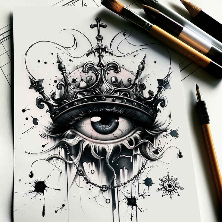 eye – tattoo design ideas free ai generated – surrealism-surreal-lighting – for-sternum – Gallery: eyes-inkby-ai
