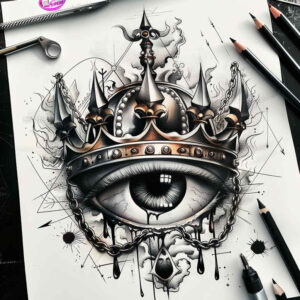 eye-tattoo – tattoo design ideas free ai generated – surrealism-ethereal-textures – for-lower-back – Gallery: eyes-inkby-ai