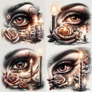 eye-with-feathers – tattoo design ideas free ai generated – neotraditional-dynamic-color – for-temple – Gallery: eyes-inkby-ai