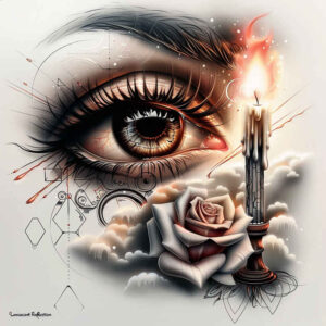 eye-with-feathers – tattoo design ideas free ai generated – neotraditional-rich-shading – for-scapula – Gallery: eyes-inkby-ai