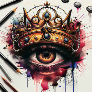 eye-with-flower – tattoo design ideas free ai generated – neotraditional-bold-texture – for-side – Gallery: eyes-inkby-ai