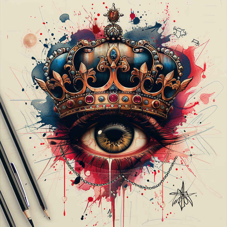eye-with-flower – tattoo design ideas free ai generated – neotraditional-layered-fill – for-hip – Gallery: eyes-inkby-ai