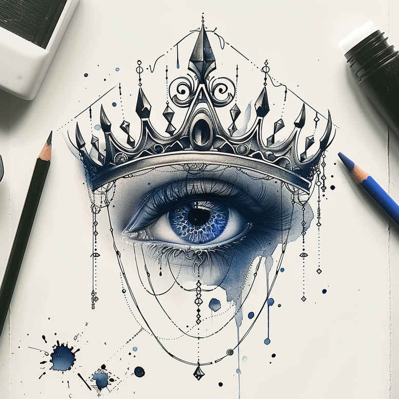 eye-with-flower – tattoo design ideas free ai generated – surrealism-hyperreal – for-lower-arm – Gallery: eyes-inkby-ai