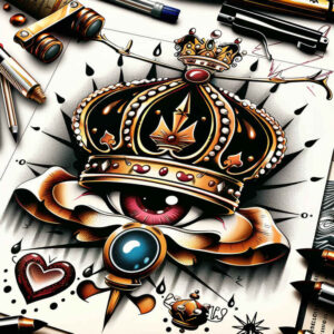 eye-with-flower – tattoo design ideas free ai generated – surrealism-imperfect-symmetry – for-upper-thigh – Gallery: eyes-inkby-ai