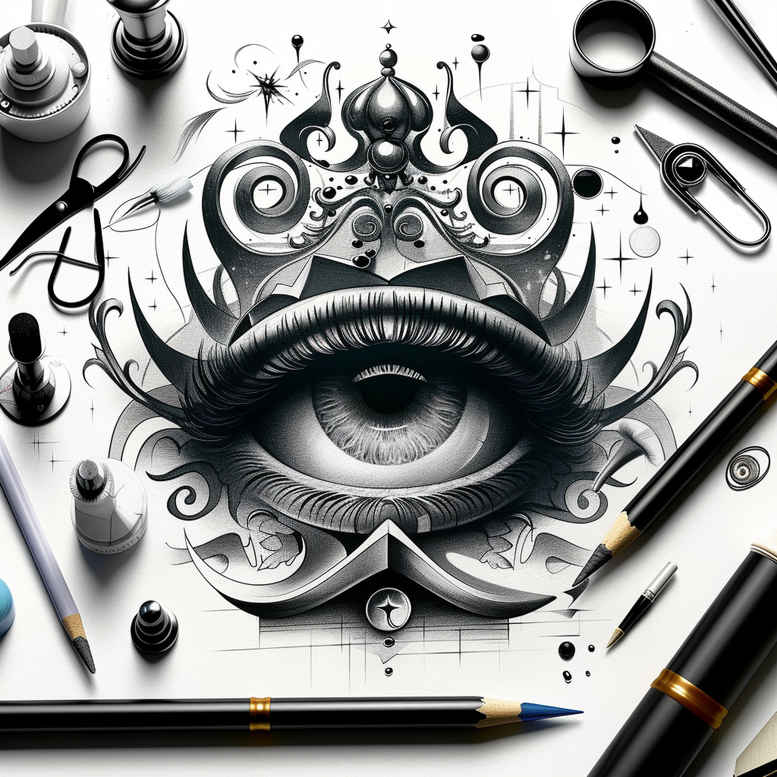 eye-with-leaves – tattoo design ideas free ai generated – neotraditional-color-saturation – for-upper-shoulder – Gallery: eyes-inkby-ai