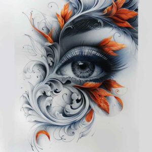 eye-with-leaves – tattoo design ideas free ai generated – neotraditional-gradient-fills – for-arm – Gallery: eyes-inkby-ai