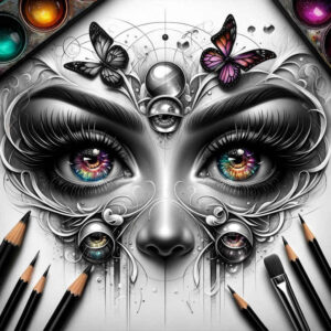 eye-with-line – tattoo design ideas free ai generated – realism-real-life-shading – for-neck – Gallery: eyes-inkby-ai
