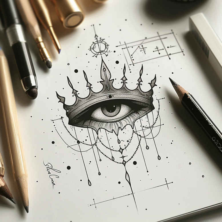 eye-with-moon – tattoo design ideas free ai generated – neotraditional-layered-inks – for-spine – Gallery: eyes-inkby-ai