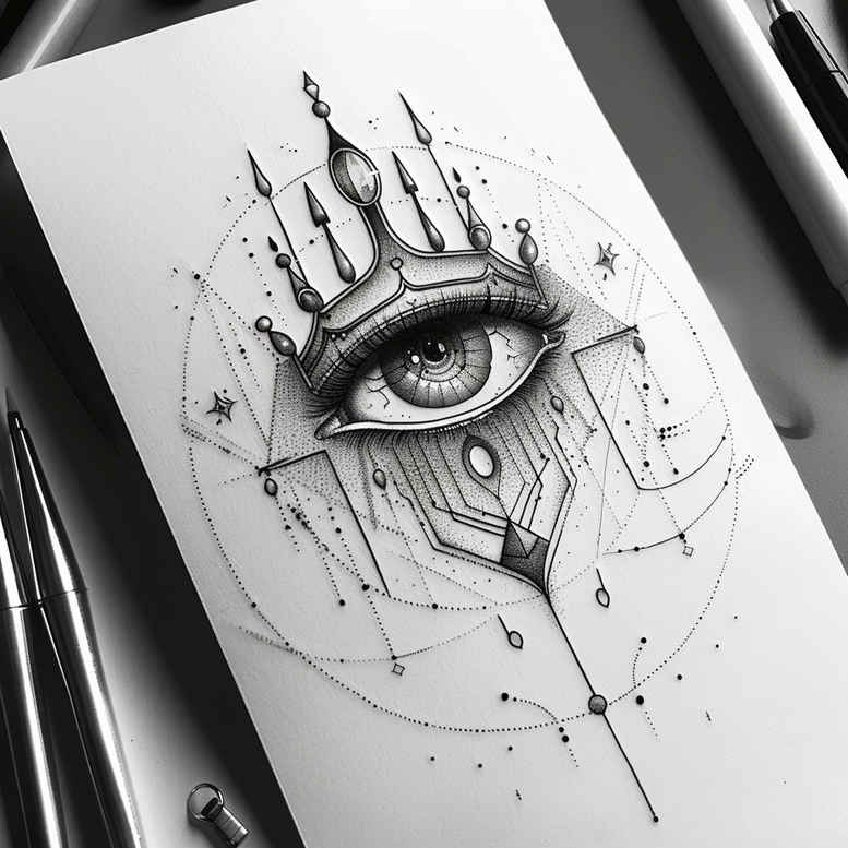 eye-with-moon – tattoo design ideas free ai generated – realism-clean-whites – for-calf – Gallery: eyes-inkby-ai