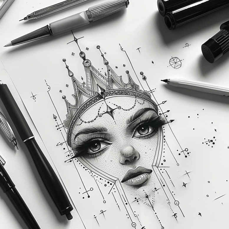 eye-with-ornament – tattoo design ideas free ai generated – surrealism-symbolism – for-chest – Gallery: eyes-inkby-ai