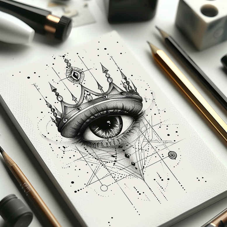 eye-with-stars – tattoo design ideas free ai generated – neotraditional-expressive-lines – for-hand – Gallery: eyes-inkby-ai