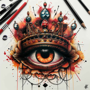 eye-with-stars – tattoo design ideas free ai generated – neotraditional-subtle-tone – for-heel – Gallery: eyes-inkby-ai