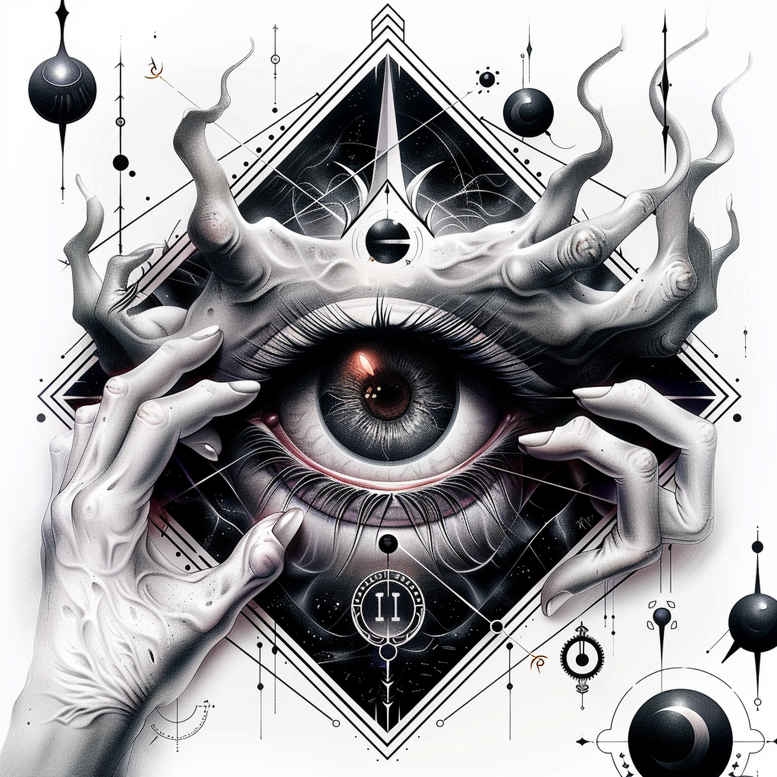 eye-with-stars – tattoo design ideas free ai generated – neotraditional-vintage-influence – for-lower-back – Gallery: eyes-inkby-ai