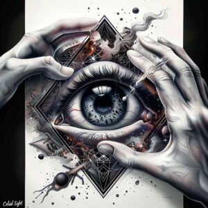 eyes – tattoo design ideas free ai generated – surrealism-subconscious-themes – for-stomach – Gallery: eyes-inkby-ai