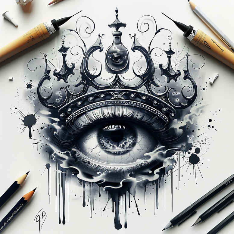 geometric-eye – tattoo design ideas free ai generated – surrealism-morphic-transformation – for-lower-back – Gallery: eyes-inkby-ai