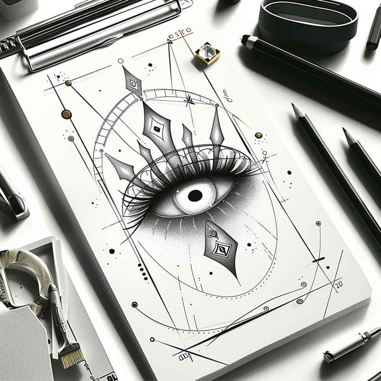 looking-eye – tattoo design ideas free ai generated – surrealism-fluid-forms – for-side – Gallery: eyes-inkby-ai