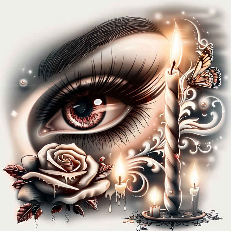 mysterious-eye – tattoo design ideas free ai generated – surrealism-shimmering-forms – for-stomach – Gallery: eyes-inkby-ai