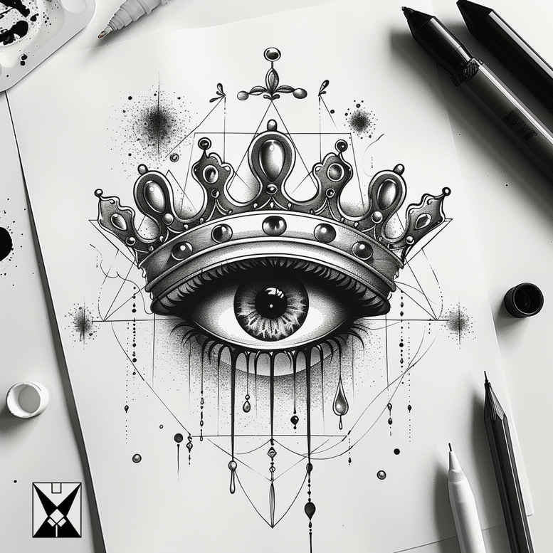 mystical-eye – tattoo design ideas free ai generated – neotraditional-bold-highlights – for-lower-thigh – Gallery: eyes-inkby-ai