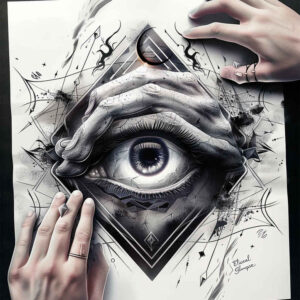 realistic-eye – tattoo design ideas free ai generated – neotraditional-dynamic-color – for-thigh – Gallery: eyes-inkby-ai