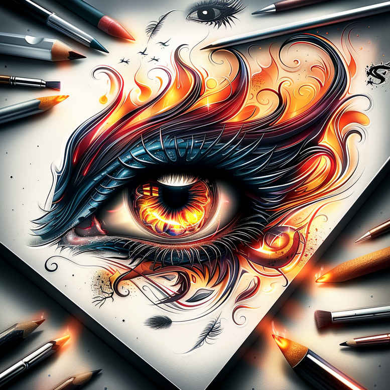 realistic-eye – tattoo design ideas free ai generated – realism-highlighted-contrast – for-hip – Gallery: eyes-inkby-ai