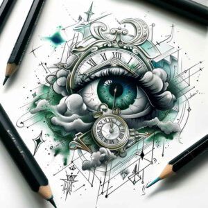 realistic-style-eye – tattoo design ideas free ai generated – surrealism-distorted-reality – for-lower-leg – Gallery: eyes-inkby-ai