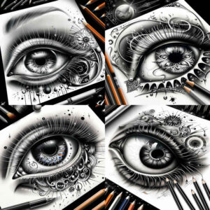 shaded-eye – tattoo design ideas free ai generated – neotraditional-subtle-tone – for-scapula – Gallery: eyes-inkby-ai