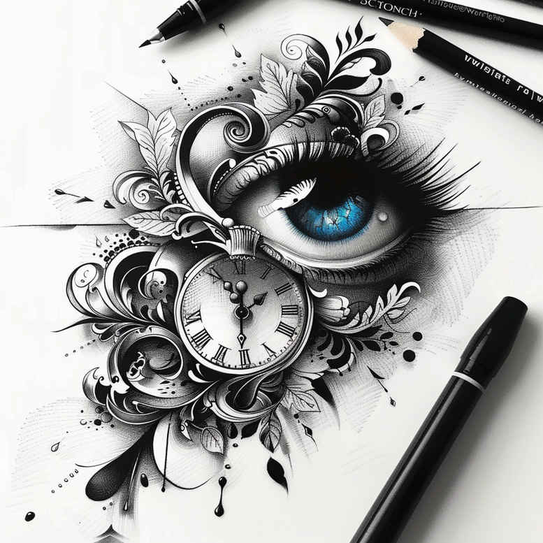 symbol-of-strength-eye – tattoo design ideas free ai generated – realism-realistic-wrinkles – for-back – Gallery: eyes-inkby-ai