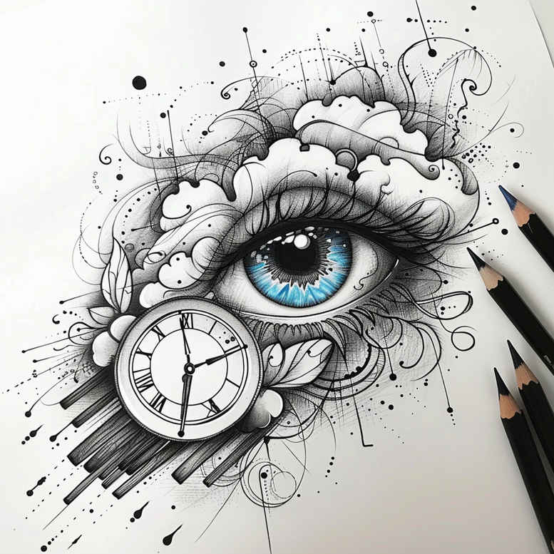 symbolic-eye – tattoo design ideas free ai generated – neotraditional-fine-detail – for-back – Gallery: eyes-inkby-ai